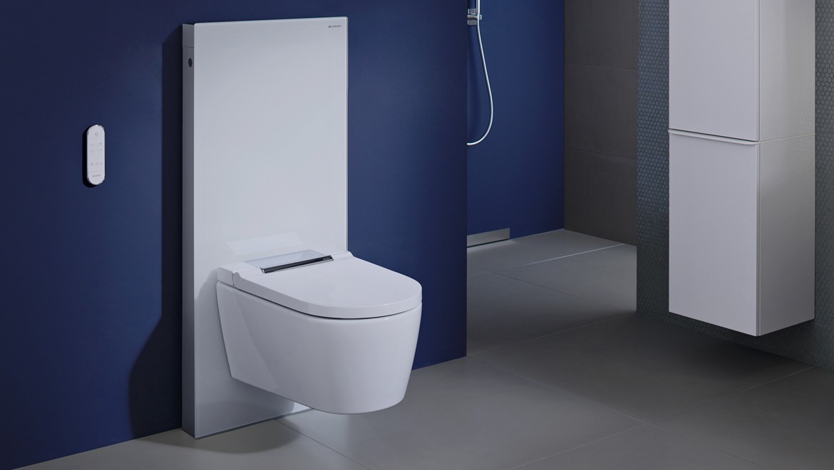 Sanitärmodul Geberit Monolith mit Dusch-WC Geberit AquaClean Sela