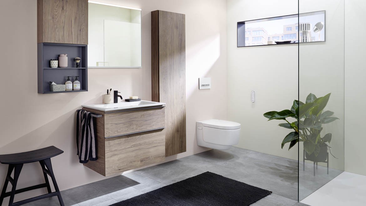 Badserie Geberit iCon mit Dusch-WC Geberit AquaClean Mera