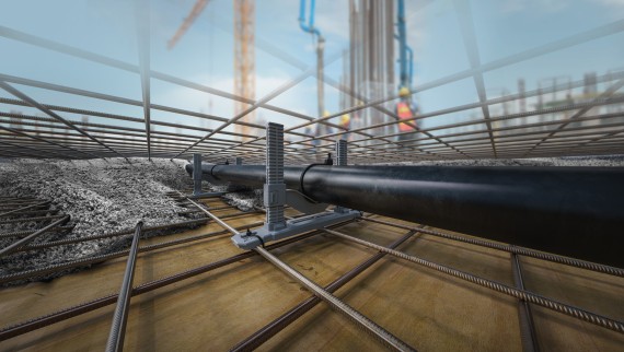 Einbetonierte Geberit PE Anschlussleitung