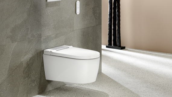 Geberit AquaClean Sela Weiß mit Fernbedienung und Betätigungsplatte Geberit Sigma20