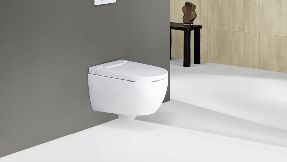 Geberit AquaClean Alba mit Fernbedienung und Betätigungsplatte Geberit Sigma20