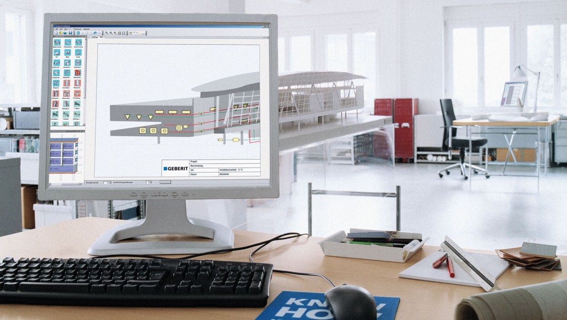 Computer-Bildschirm mit Geberit ProPlanner
