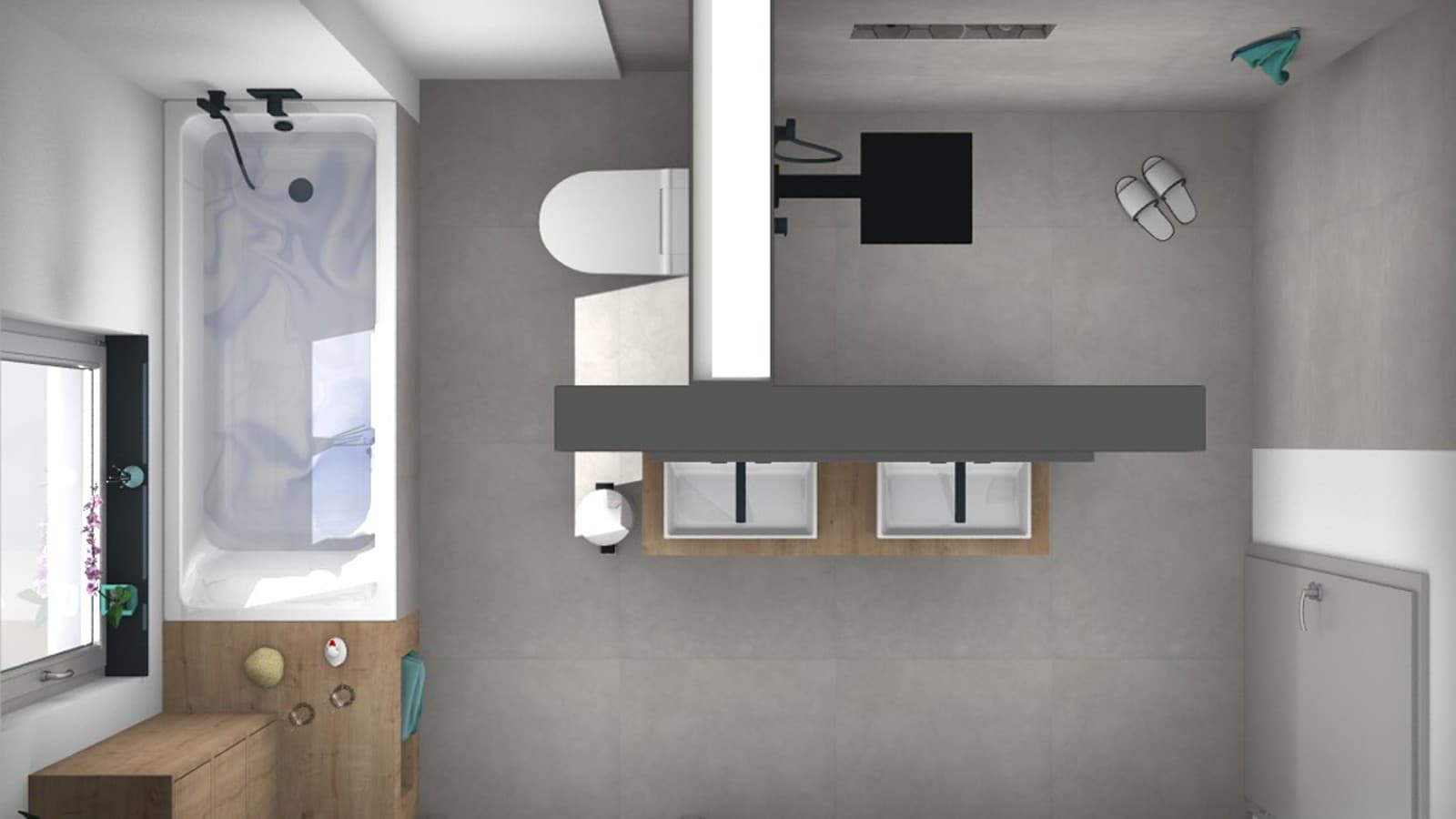 Referenzplanung Geberit Badplanung: Ansicht von oben Referenzplanung Geberit Badplanung: Ansicht von oben