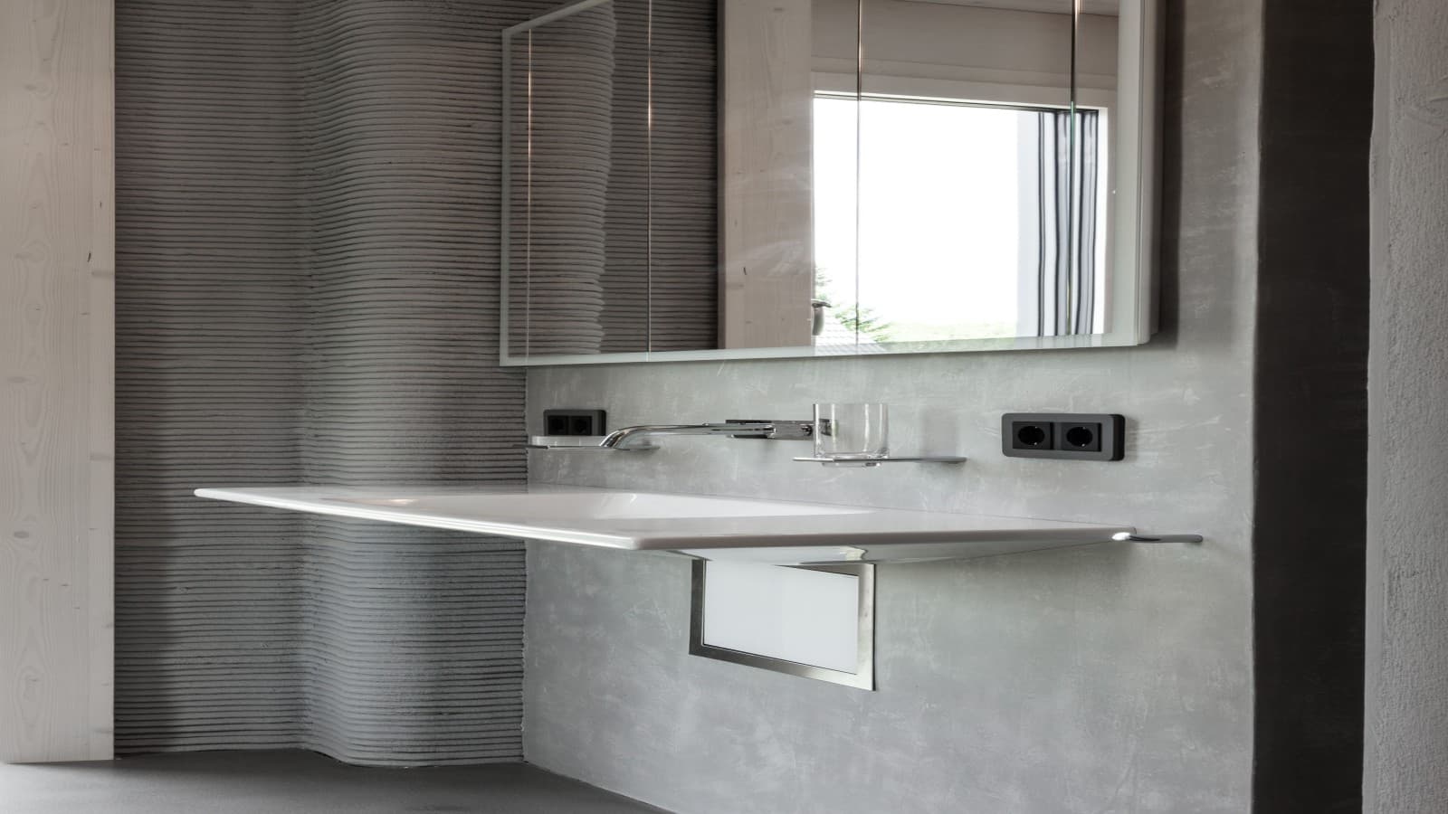 Geberit ONE Waschtisch in Deutschlands erstem Wohnhaus aus dem 3D-Drucker Geberit ONE Waschtisch in Deutschlands erstem Wohnhaus aus dem 3D-Drucker