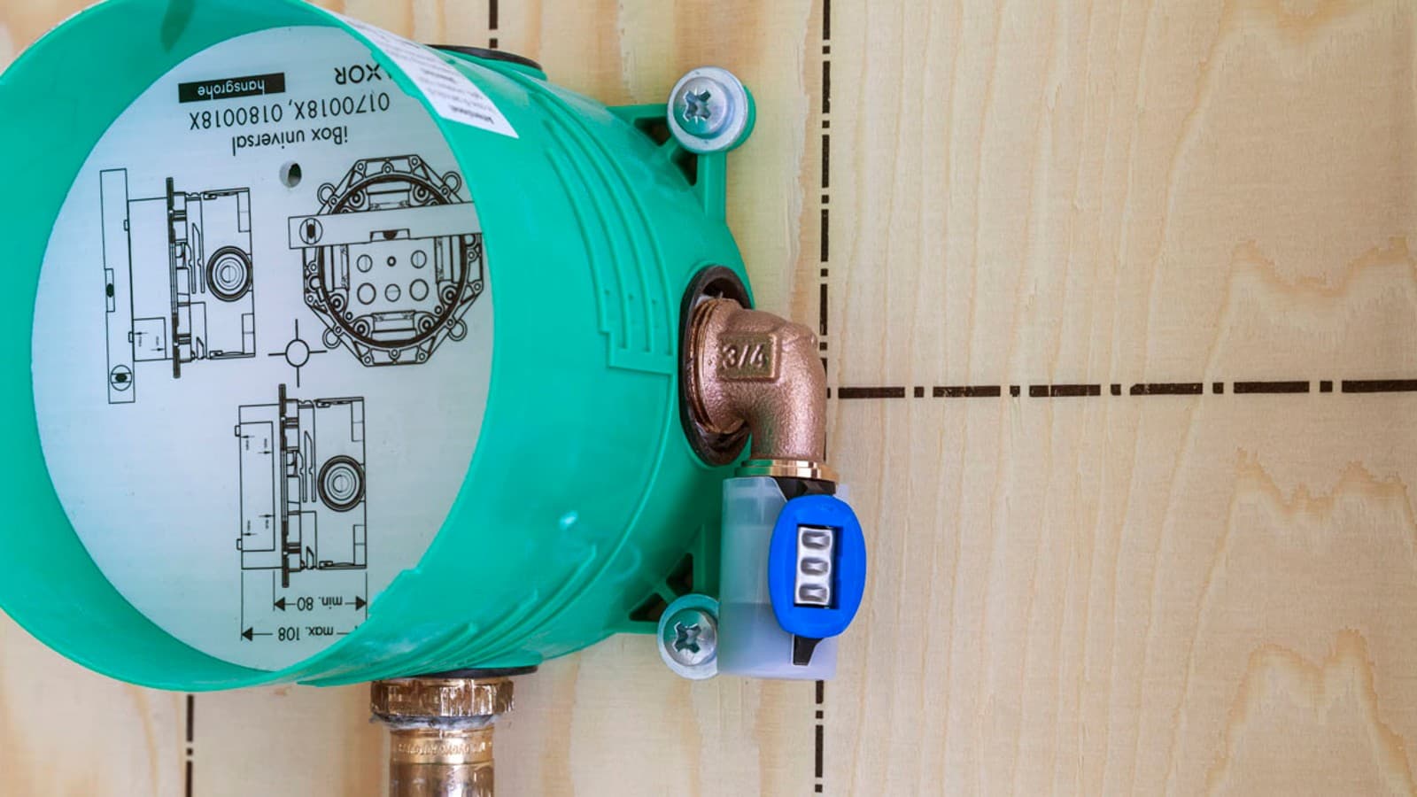 Blauer Pressindikator bei Versorgungssystem Geberit FlowFit Blauer Pressindikator bei Versorgungssystem Geberit FlowFit