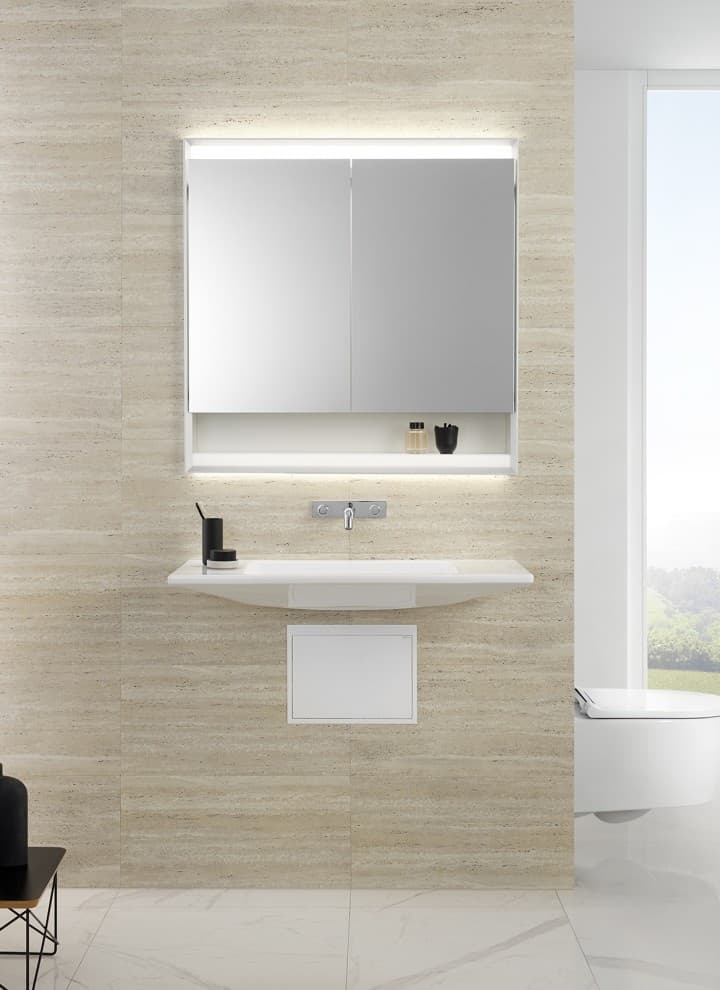 Weniger Staubfänger dank Unterputzsiphon beim Geberit ONE Waschtisch (© Geberit) Weniger Staubfänger dank Unterputzsiphon beim Geberit ONE Waschtisch (© Geberit)