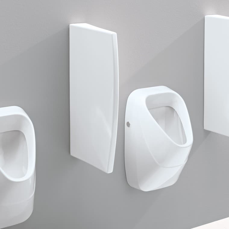 Geberit Trennwand aus Sanitärkeramik mit verdeckten Befestigungen Geberit Trennwand aus Sanitärkeramik mit verdeckten Befestigungen