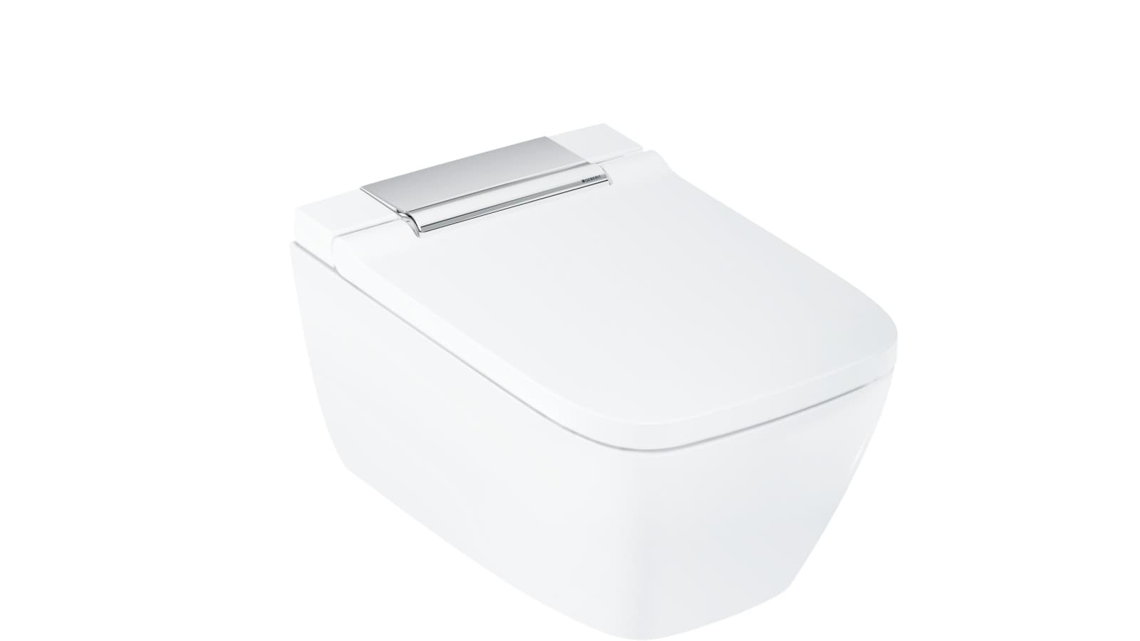 AquaClena Sela Eckig mit glanzverchromter Design-Abdeckung AquaClena Sela Eckig mit glanzverchromter Design-Abdeckung