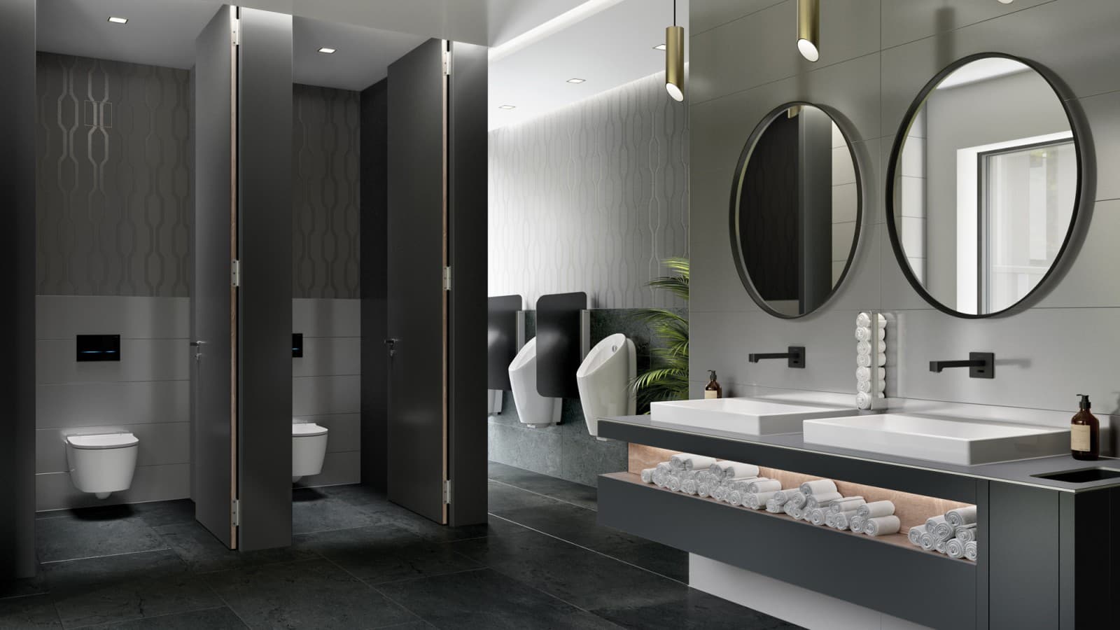 Sanitärraum mit der Produktauswahl für Advanced Sanitärraum mit der Produktauswahl für Advanced