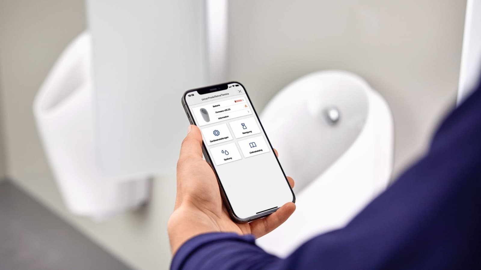 Geberit Urinale können einfach über die Geberit Control App bedient werden Geberit Urinale können einfach über die Geberit Control App bedient werden